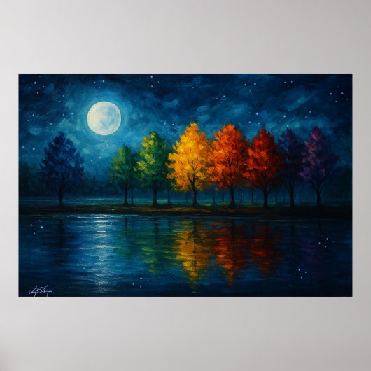 Mondlandschaft mit Farbspektrum Poster (Vorne)