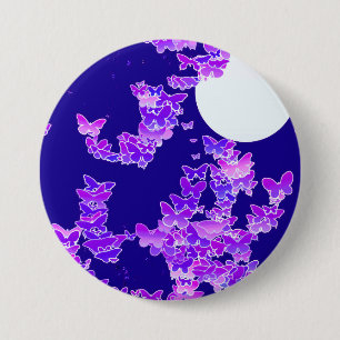 Mondlandschaft mit Schmetterlingen - lila, dunkelb Button