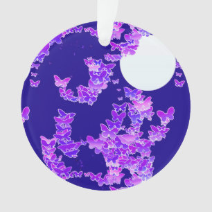 Mondlandschaft mit Schmetterlingen - lila, dunkelb Ornament