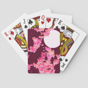 Mondlandschaft mit Schmetterlingen - Rosa, Bordeau Spielkarten