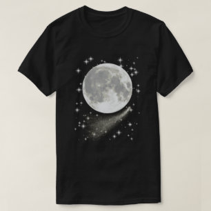 Mondlandschaft mit Vollmond, Sternen und Kometen T-Shirt