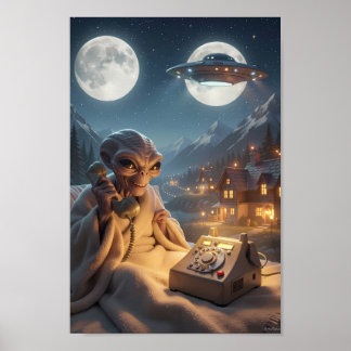 Mondlicht-Alien-Hotline im Bergposter Poster