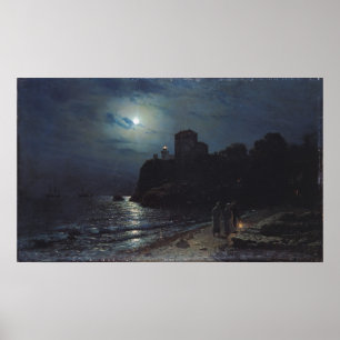 Mondlicht am Rande eines Sees, 1870 Poster