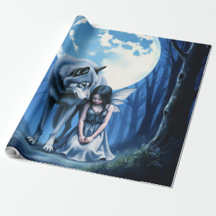 Mondlicht-Band – Der Wolf und die gothische Fee.   Geschenkpapier