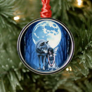Mondlicht-Band – Der Wolf und die gothische Fee.   Ornament Aus Metall