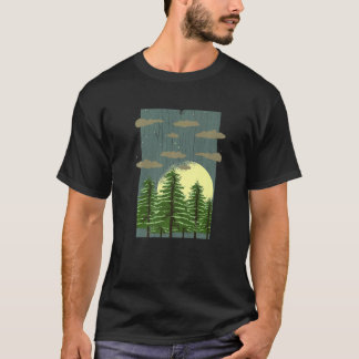 Mondlicht Bäume Außenbereich Vollmond Wildlife For T-Shirt