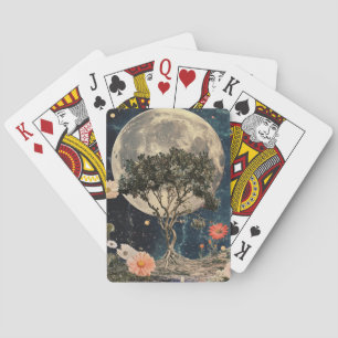 Mondlicht-Bäume und Blüten Spielkarten