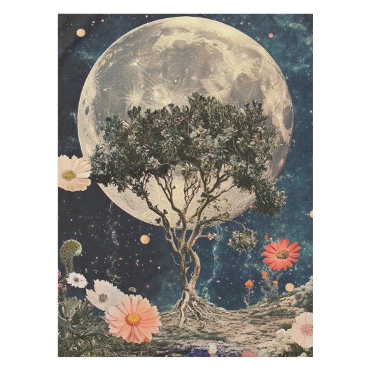 Mondlicht-Bäume und Blüten Tischdecke (Vorderseite)