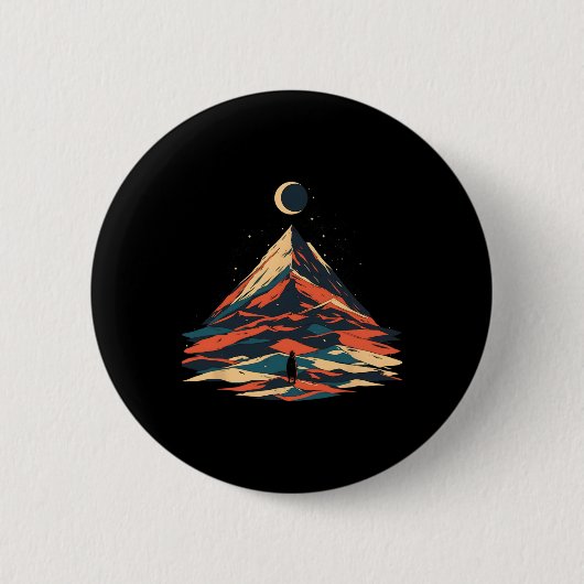 Mondlicht-Bergabenteuer-Design - Wandern und Motiv Button (Vorderseite)