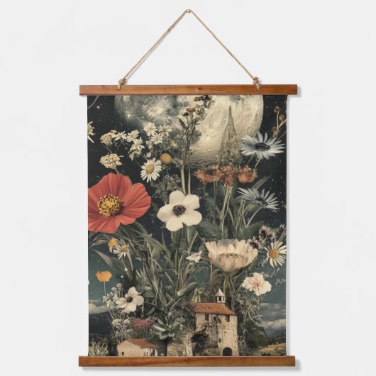 Mondlicht blüht über den rustikalen Charme Wandteppich Mit Holzrahmen (Vorderseite)