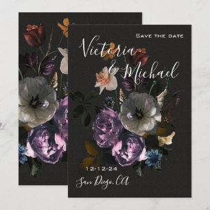 Mondlicht-Blumen-Save-the-Date-Hochzeitseinladung Einladung