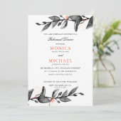 Mondlicht | botanische Hochzeitsstiftung Probe Din Einladung (Stehend Vorderseite)