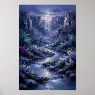Mondlicht-Canyon-Fluss - Mystische Blaue Violette Poster