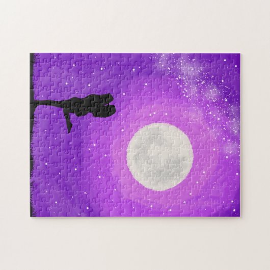 Mondlicht Datum Nacht Couple Lila Starry Sky Puzzle (Horizontal)