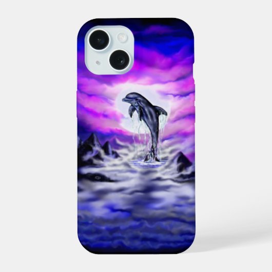 Mondlicht-Delfin iPhone 15 Hülle (Rückseite)