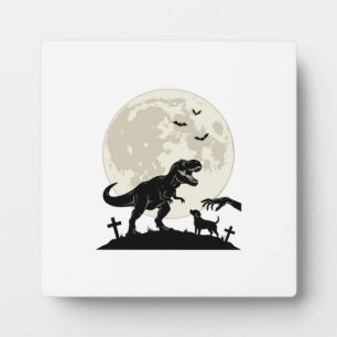 Mondlicht-Dinosaurier-Hund-Friedhof-Silhouette-Shi Fotoplatte