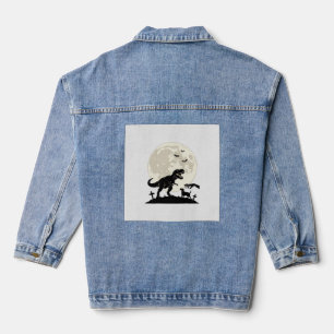 Mondlicht-Dinosaurier-Hund-Friedhof-Silhouette-Shi Jeansjacke