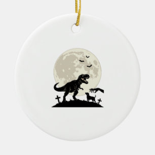 Mondlicht-Dinosaurier-Hund-Friedhof-Silhouette-Shi Keramik Ornament