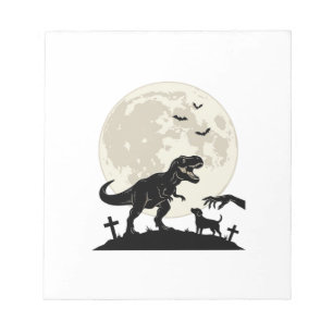 Mondlicht-Dinosaurier-Hund-Friedhof-Silhouette-Shi Notizblock