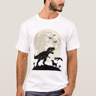 Mondlicht-Dinosaurier-Hund-Friedhof-Silhouette-Shi T-Shirt