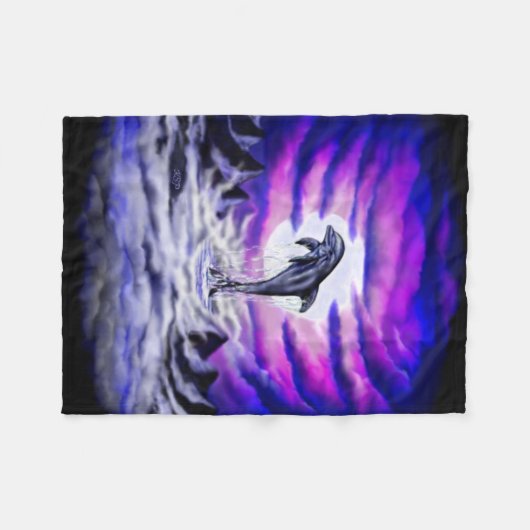 Mondlicht-Dolphin Fleecedecke (Vorderseite (Horizontal))