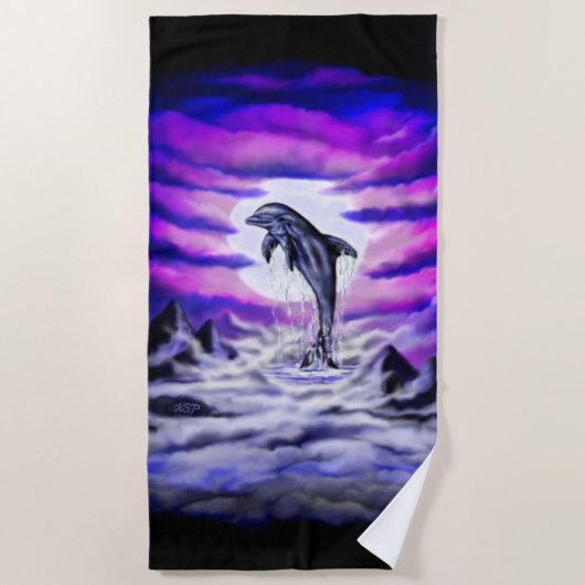 Mondlicht-Dolphin Strandtuch (Vorderseite)