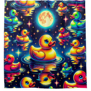"Mondlicht-Duckies" aus der Mitte des Jahrhunderts Duschvorhang