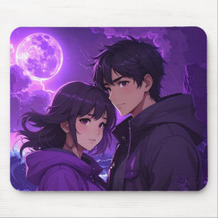Mondlicht-Duo-Anime-Mauspad – Lila Nacht-Edition Mousepad
