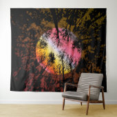Mondlicht durch dichten Wald - farbenfroh surreal Wandteppich (Beispiel (Horizontal))