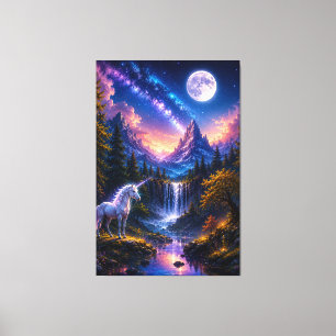 Mondlicht-Einhorn-Fantasie-Leinwand-Wandkunst Leinwanddruck