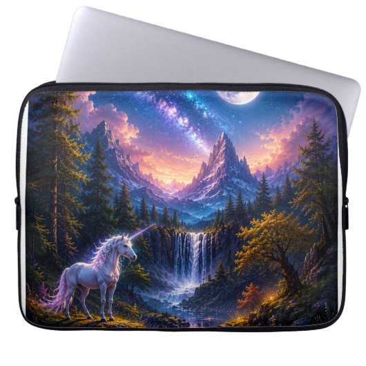 Mondlicht-Einhorn-Fantasy-Landschaft Laptopschutzhülle (Vorderseite)
