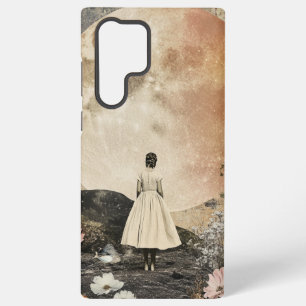 Mondlicht-Eleganz - Rückansicht einer Frau mit Mon Samsung Galaxy Hülle