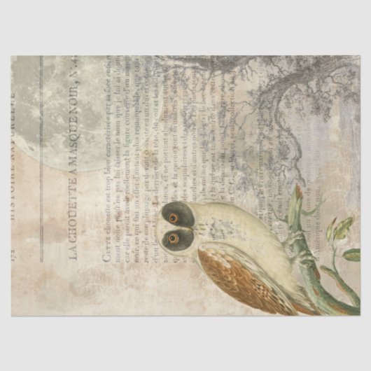 Mondlicht-Eulen-Decoupage-Seidenpapier Seidenpapier (Vorderseite)