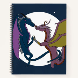 Mondlicht-Fantasie-Drache-Paar-Kunst Spiralblock Notizblock