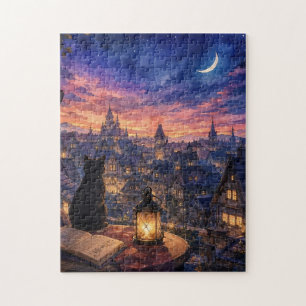 Mondlicht-Fantasie-Stadt-Puzzle Puzzle