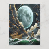 Mondlicht-Fischerei unter der Klippe Postkarte (Vorderseite)