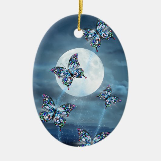 Mondlicht Flattern Keramik Ornament (Vorne)