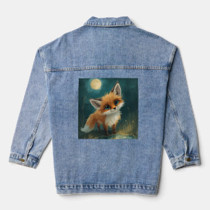 Mondlicht-Fuchs, Nachtwald-T-Shirt Jeansjacke