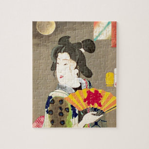Mondlicht Geisha Japanischer Holzschnitt Ukiyo-e Puzzle