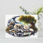 Mondlicht-Heiligkeit ein schlummernder Wolf Dankeskarte (Stehend Vorderseite)