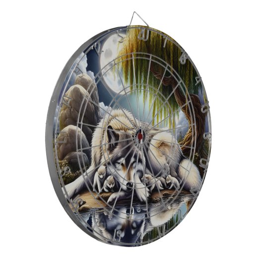 Mondlicht-Heiligkeit ein schlummernder Wolf Dartscheibe (Vorderseite Links)