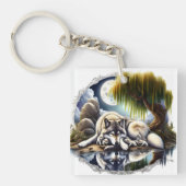 Mondlicht-Heiligkeit ein schlummernder Wolf Schlüsselanhänger (Vorderseite)