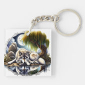 Mondlicht-Heiligkeit ein schlummernder Wolf Schlüsselanhänger (Rückseite)