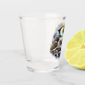 Mondlicht-Heiligkeit ein schlummernder Wolf Schnapsglas (Links)