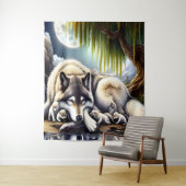 Mondlicht-Heiligkeit ein schlummernder Wolf Wandteppich (Beispiel)