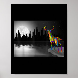 Mondlicht Hirsch Umweltschutz Tier Pro Poster