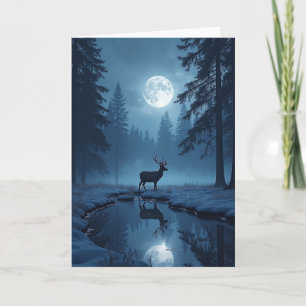 Mondlicht-Hirsch-Weihnachtskarte Karte