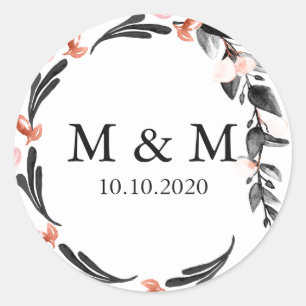 Mondlicht Hochzeitsklassische Monogramm Runder Aufkleber