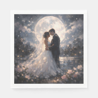 Mondlicht Hochzeitspaar Romantische Papiertücher Serviette