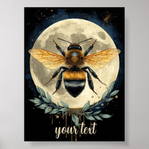 Mondlicht-Hummel-Aquarellkunst   Himmlische Biene  Poster